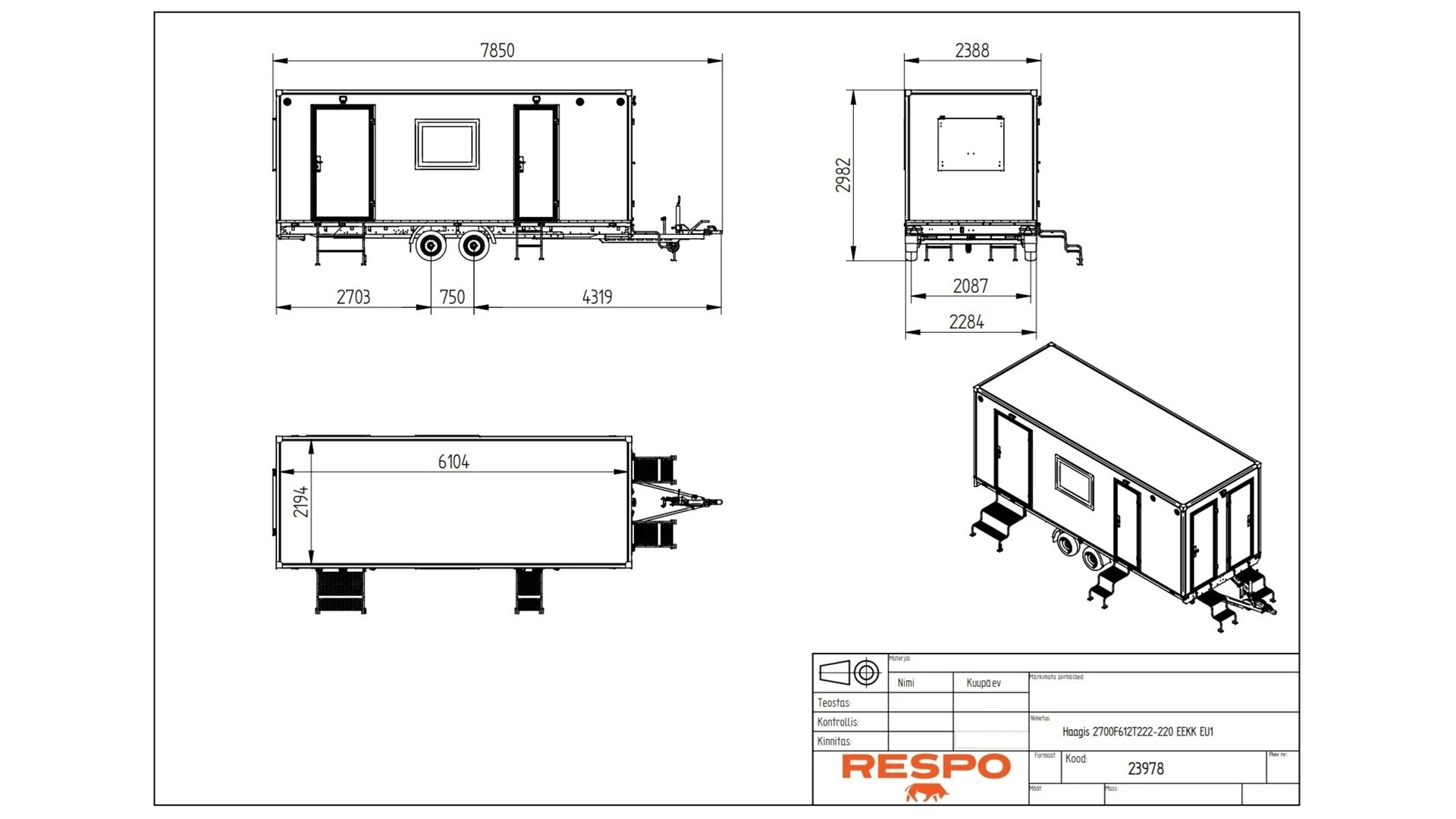 2700F612T222 Kaks tööruumi